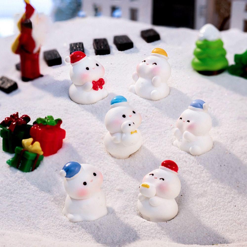 8Pcs DIY Accessories Figurines Snowman Miniature Model High Quality Snowman Statue