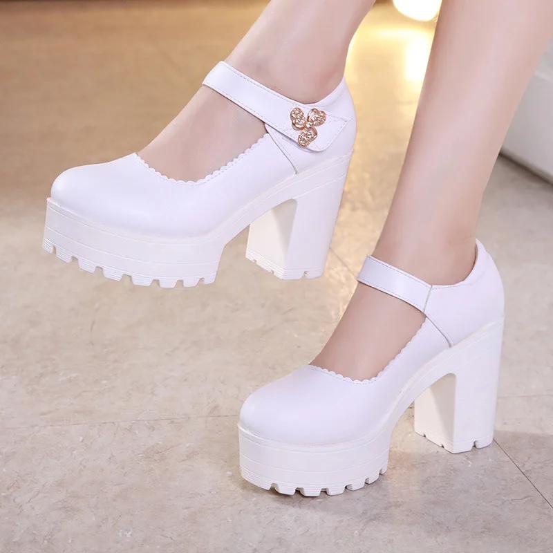 5 8 10cm Small Size 32-43 Shallow Med Block Heels Mary Janes Wedding Shoes Bride Fall 2025 Thick Bottom Platform Pumps Model Mom
