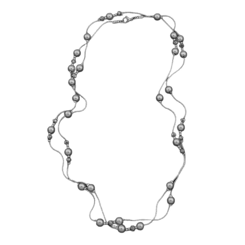 Damen Graue Schleierkraut Perlenkette - Luxuriöses Mehrlagiges Pulloverketten-Accessoire