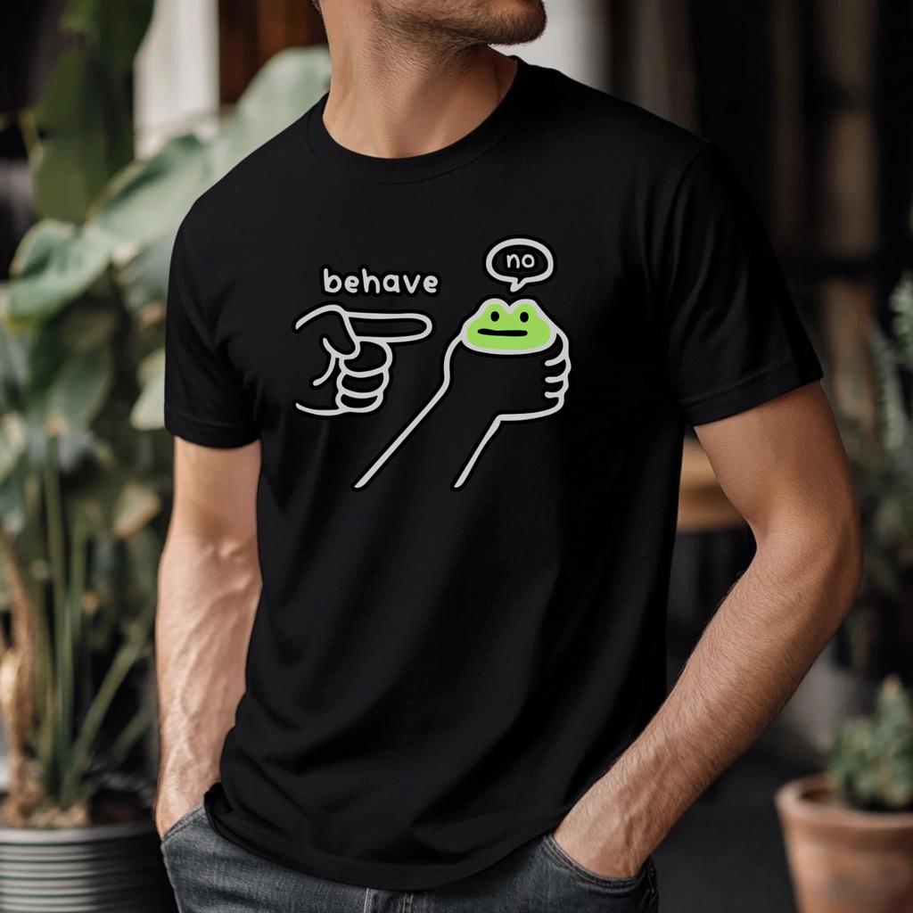 Vintage Graphic T-shirt Funny Behave No Frog Meme Sarcastic Unisex Gift T-Top