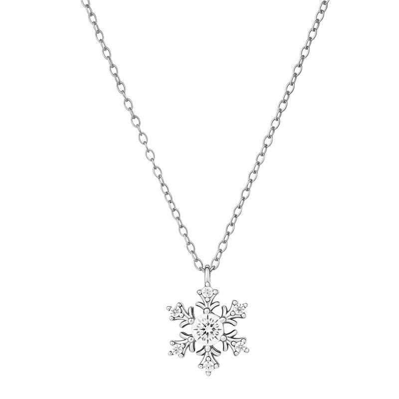 

Arvaleff S925 Sterling Silver Snowflake Necklace, 14k Gold Zircon & Diamond Clavicle Chain серебряный