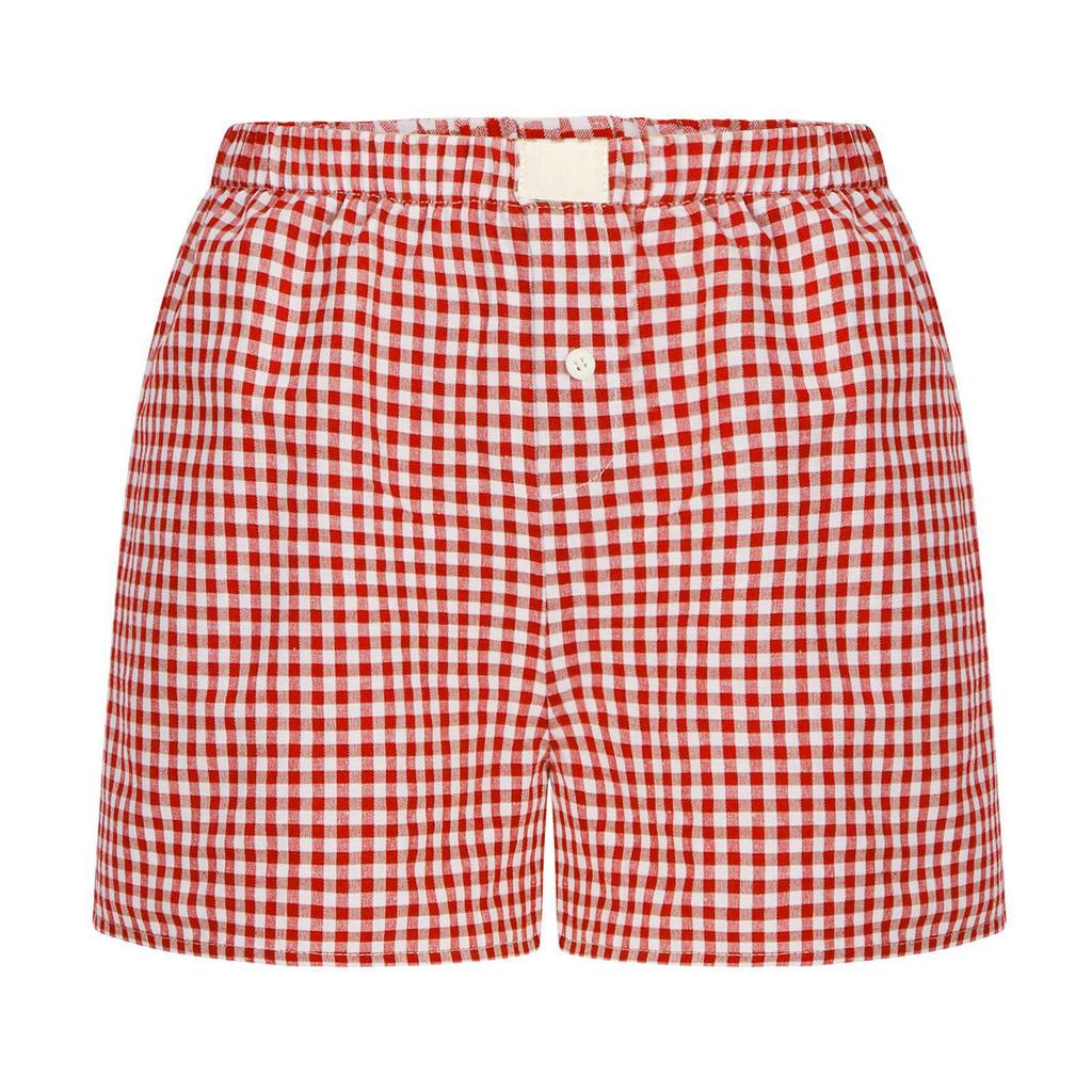 Women's Retro Plaid High-Waisted Wide-Leg Casual Shorts