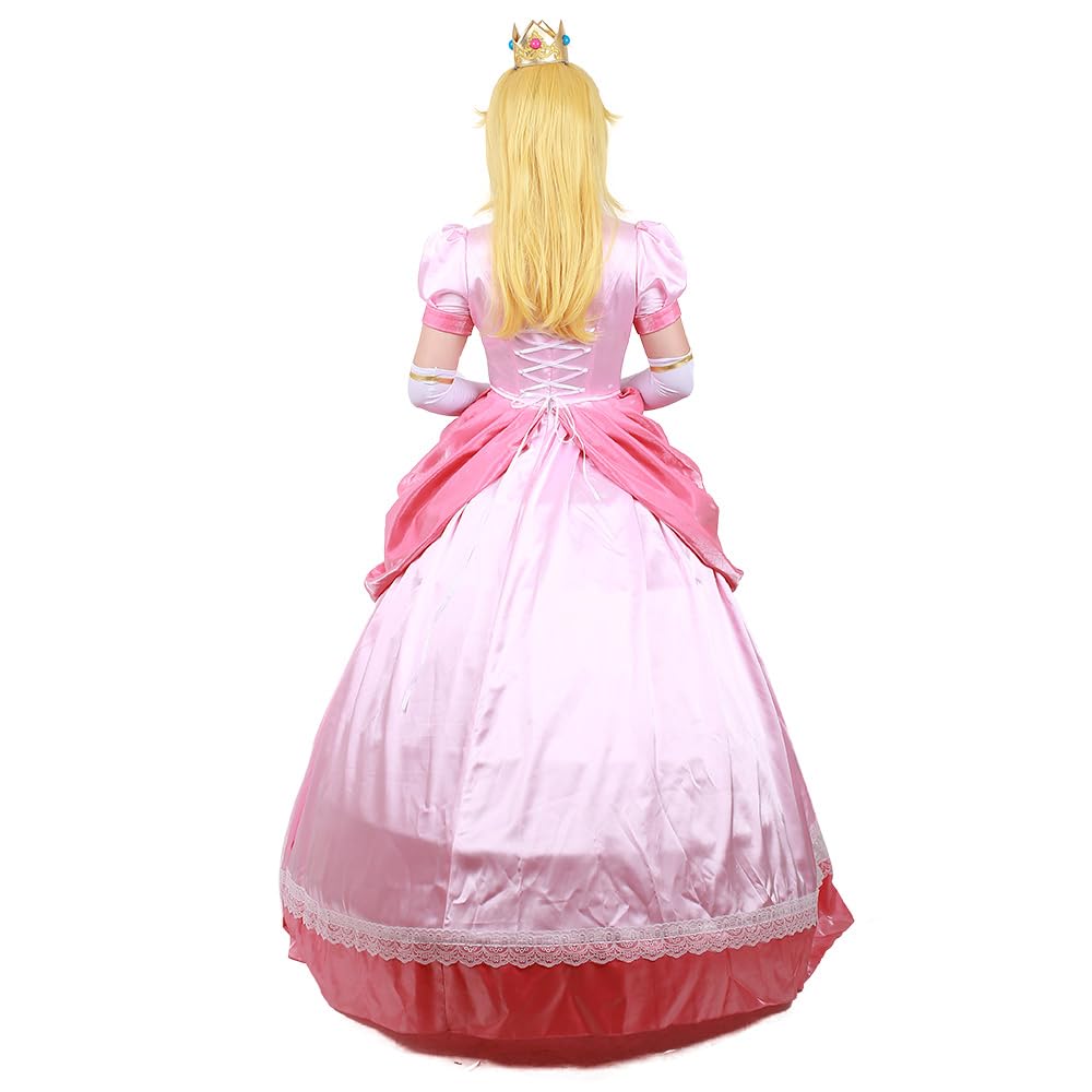 Miccostumes Costume Princess Cosplay Outfit Pink Dress Luxury with Crown Women's (M)