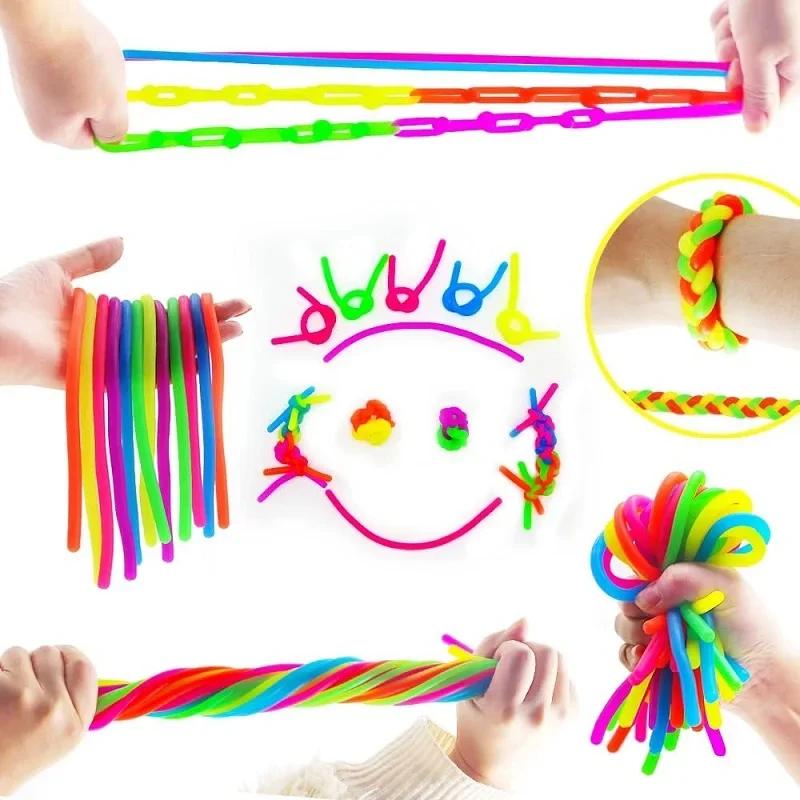 20PCS Noodle Package Stretchy Strings Fidget Playthings Silent Fidget Relieve Stress Adult Anxiety Stress Autistic Playthings ideal for Children