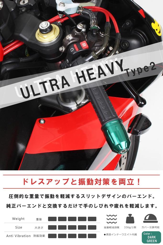 POSH 033979-08-10 Motorcycle Goods Handlebar End Ultra Heavy Bar End Type 2 For Honda/Suzuki