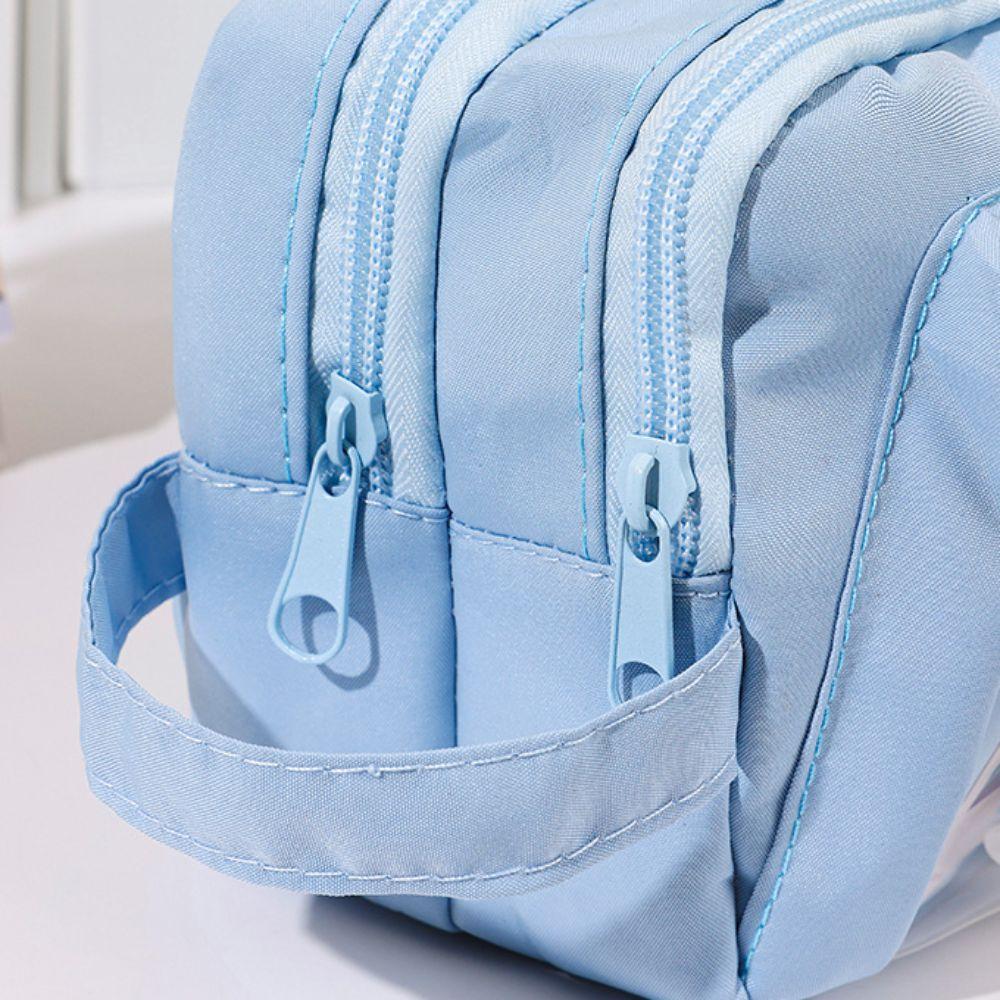 Large Capacity Stationery Storage Bag Transparent Compartment Pencil Case  Student Supplies