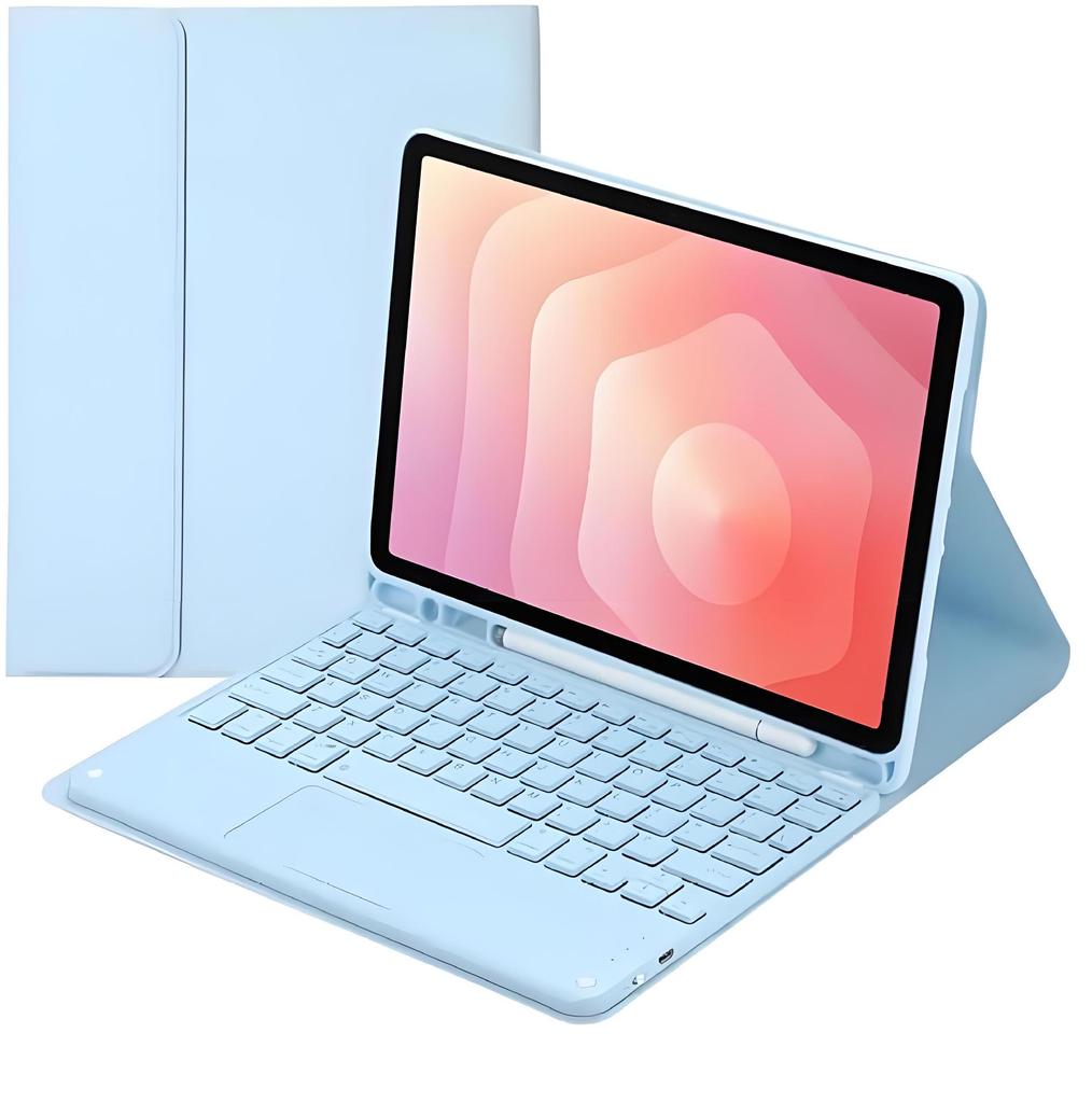 TransAudio 20 Pro Tablethülle: Bluetooth-Tastatur, Lederhülle, Magnetischer Stifthalter, Abnehmbare Maus.