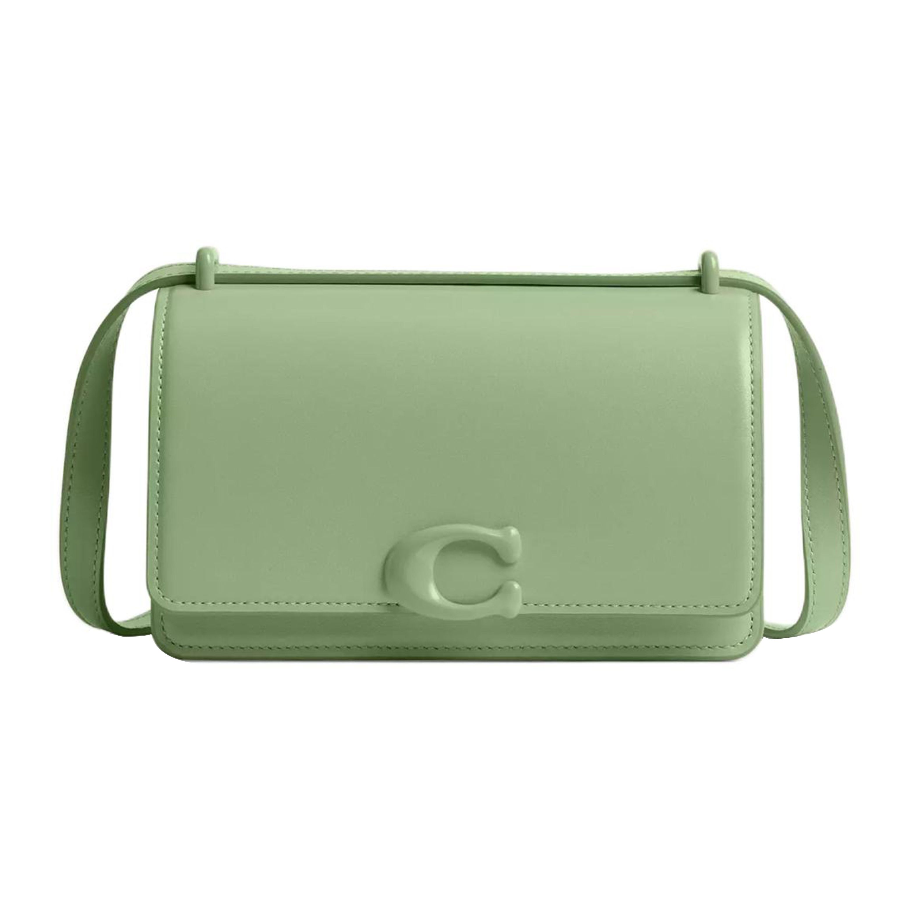 

Coach Bandit 18 Logo Adjustable Shoulder Strap Calfskin Crossbody Bag Small Women crossbody bag Silver Light-Pistachio CR521-LHTY6 Basic Set (Bag+Dust Bag)
