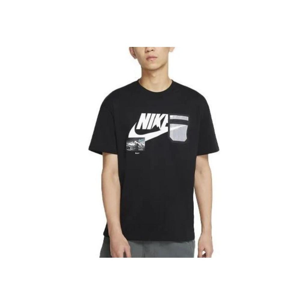 Nike Sportswear Logo Print Comfortable Crew Neck Short Sleeve T-Shirt Men Tops Black CZ4662-010