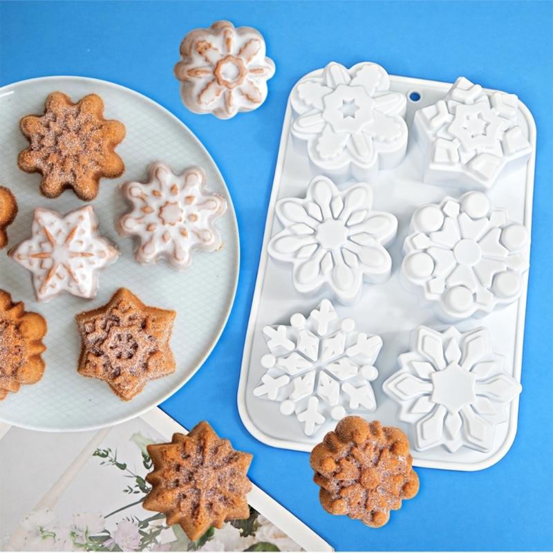 3D Cake Molds Snowflake Shaped Cake Decorating Molds Soap Moulds Desset Molds Suitable for Hand-Making Soap Dessert
