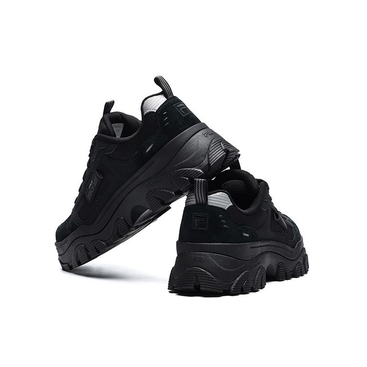 Fila Hike Leather Lace-Up Low-Top Dad Shoes Women Sneaker Black F12W134158FBK