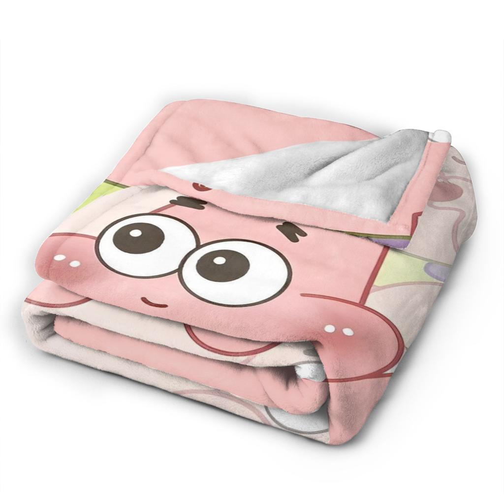 Cute Patrick Star SpongeBob Flannel Blanket Vintage Throw Blanket for Bed Sofa Couch 125*100cm Bedspreads