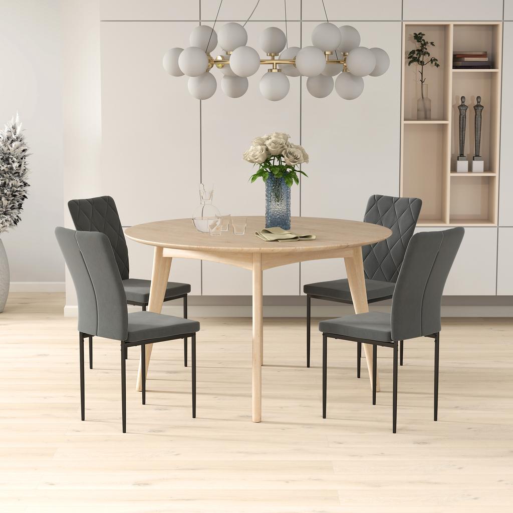 Set of 4 Dining Chairs in Velvet Look, Modern Upholstered Chairs with Metal Legs, for Dining Room, Bedroom, Kitchen, Grey