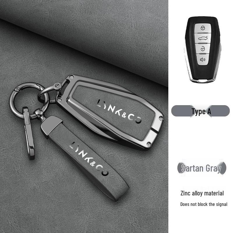 Premium Metall Schutzhülle für Lynk & Co 01 PHEV Schlüssel, Anti-Fall Schale mit Schnallenverschluss für Männer und Frauen