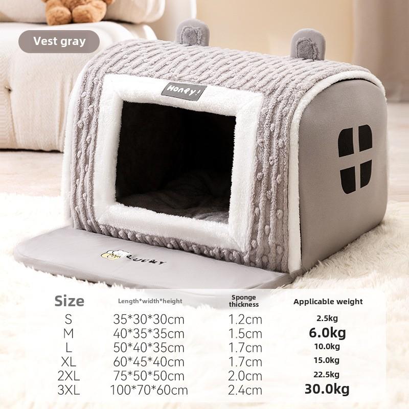 Cat Autumn and Winter Warm Yurt Three-dimensional Bear Curved House Cat Nest Teddy Small Dog Dog Pet Nest