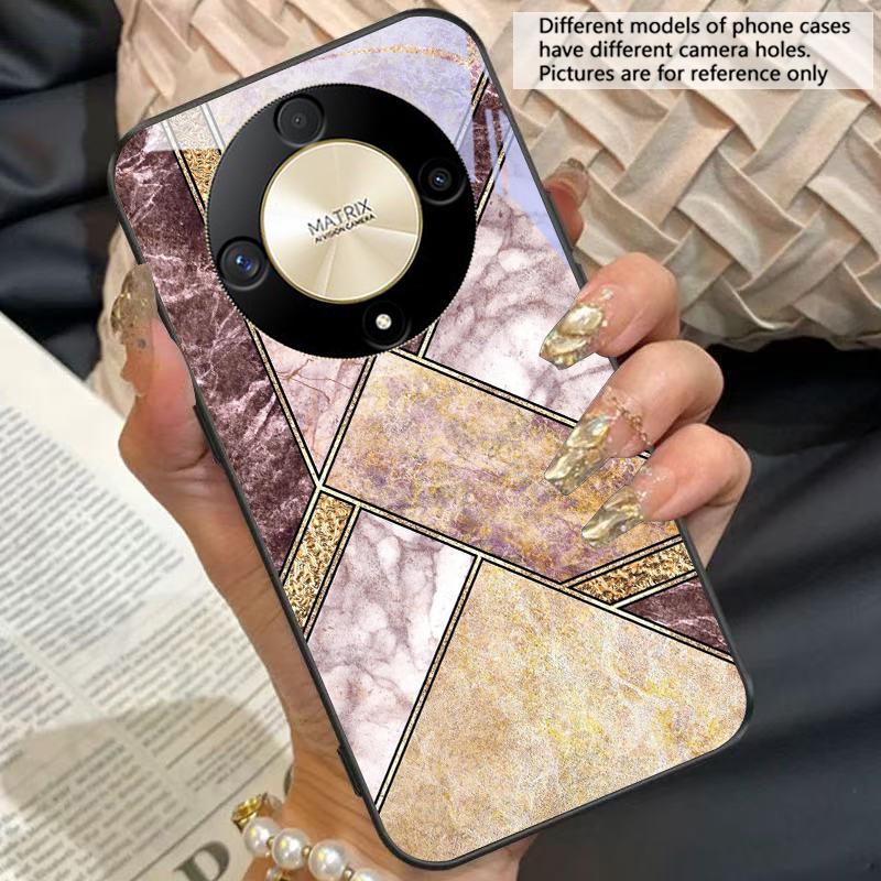 

Металлический чехол с мраморным узором для Honor Magic 6 50 70 90 5 Lite X7b 200 Pro nova 10 Nova 5T X6 P30 Pura 70 Ultra стеклянный чехол для телефона For Pura 70 Ultra