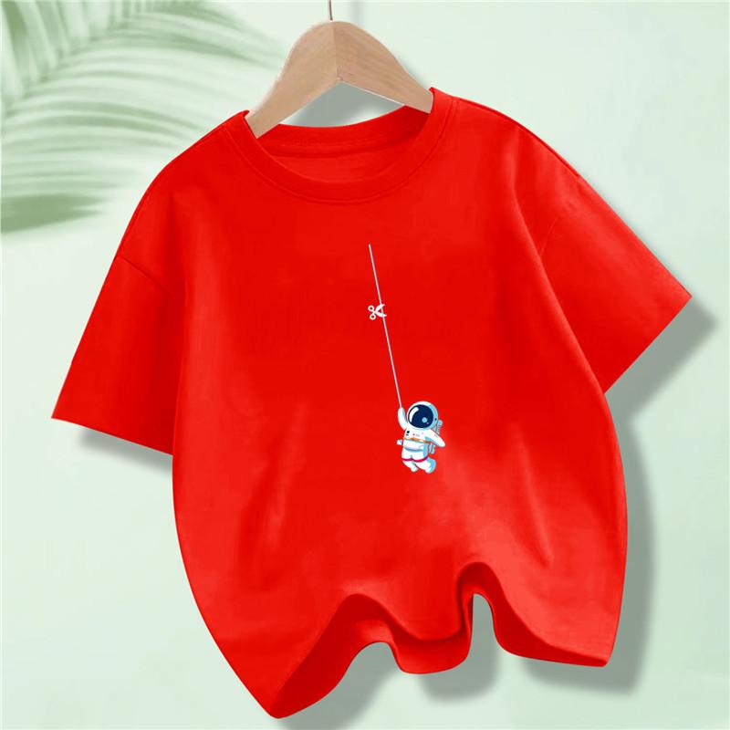 New Summer Kids Clothes Funny Astronaut Print Cartoon T Shirt Streetwear Cotton Tops Children Boys Clothes Short Sleeve Tees