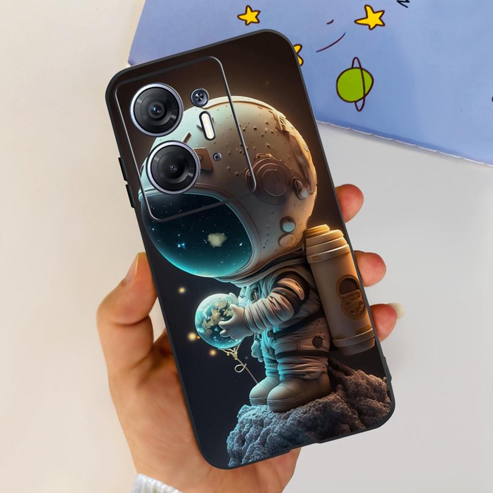For Infinix Hot 30 5G 6.78" Case Flower TPU Soft Silicon Black Cover For Infinix HOT 30 Hot30 X6832 Astronaut Phone Cases Fundas