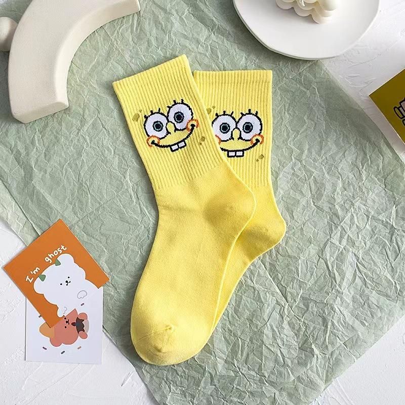 

Couples Cartoon Eyes Cotton Socks - Women s Mid-High Tube, Fun Expressions, Sporty, Spring/Autumn/Summer One Size 36-43