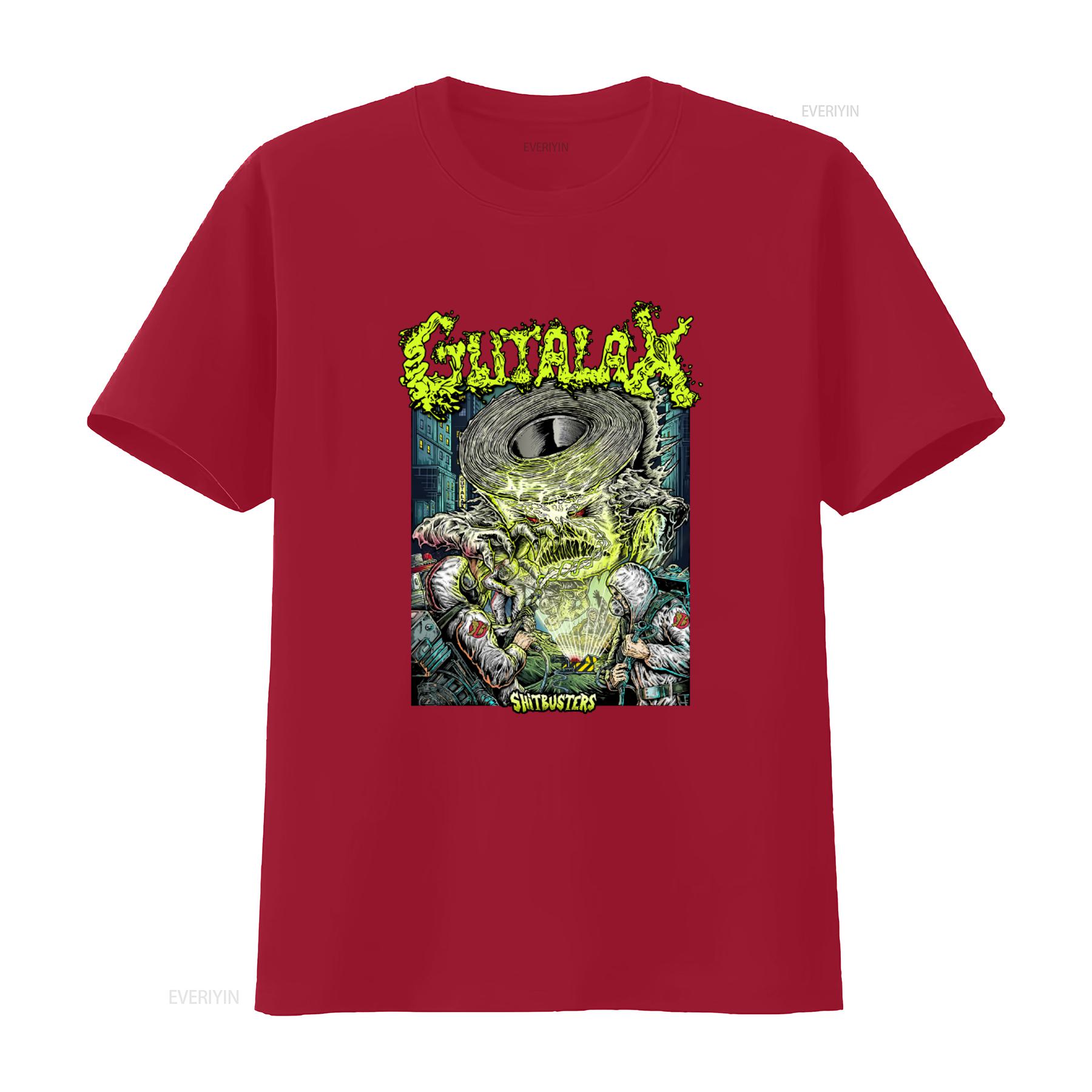 Gutalax Shitbusters Cotton T Shirt for Men Black with Cannibal Corpse Inspired Design vintage Washed Breathable S
