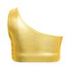 Girls Dance Top Shiny Sequins Tiered Ruffles Sleeveless Crop Top Metallic One Shoulder Vest