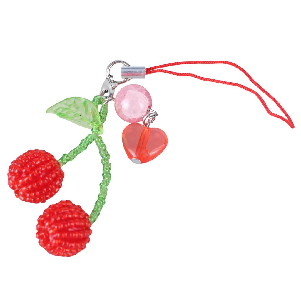 Sweet Phone Chain Strap Lanyard Beaded Cherries Pendant Phone Charm Hanging Decoration Cute Phone Accessories