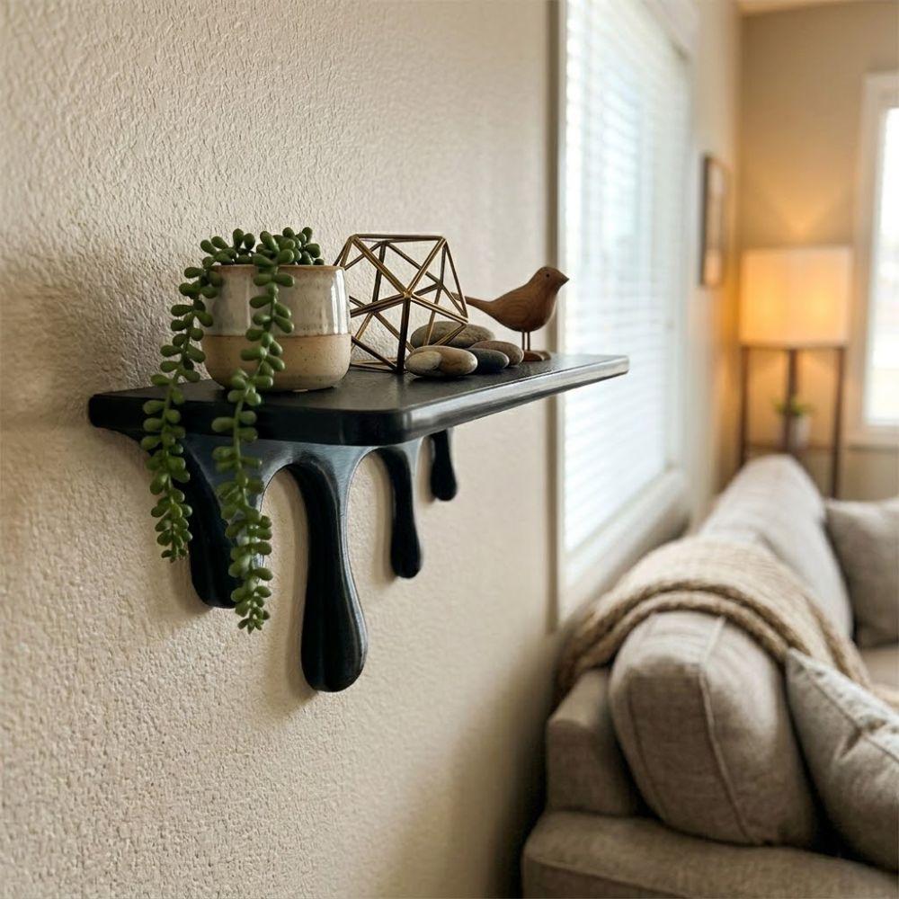 Plastic Melting Wall Shelf 3D Printed Wall Storage Rack Drip Floating Shelf Potted Display