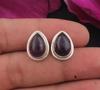 Amethyst Gemstone Pear Gemstone Handmade Stud Earring minimalist Earring 925 Silver Earrings