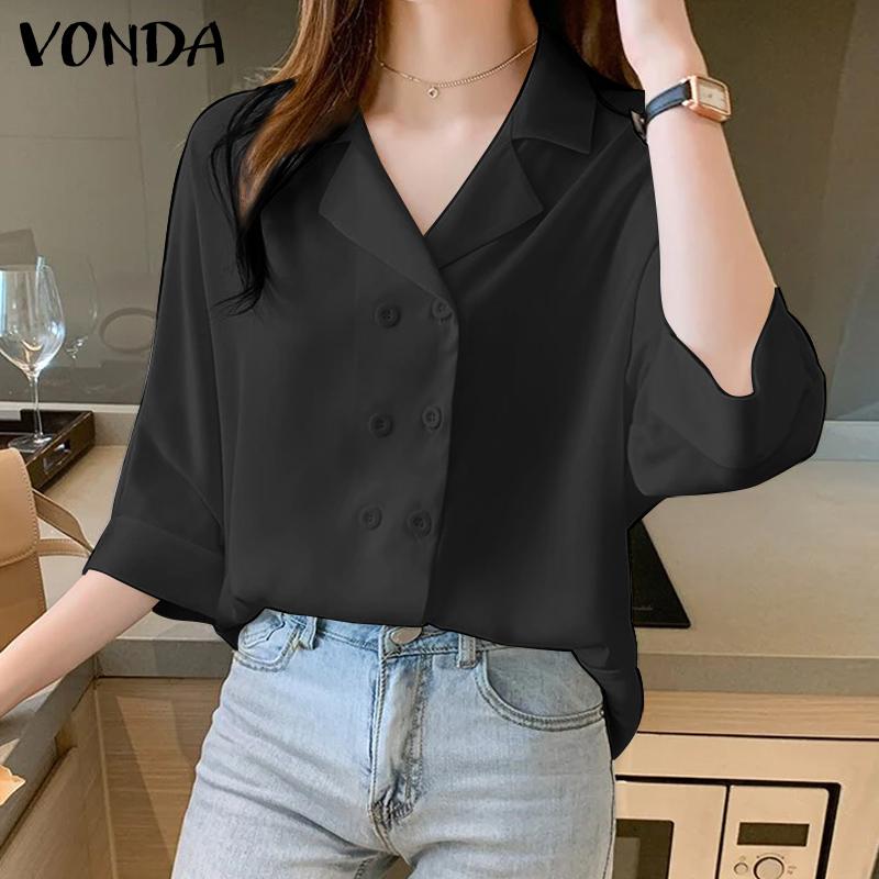 

VONDA Летние женские повседневные свободные рубашки с коротким рукавом