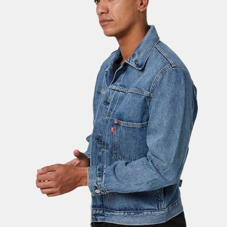 Levis Chaqueta Vaquera de Manga Larga con Botones de Color Sólido para Hombre chaquetas Azul A3174-0004