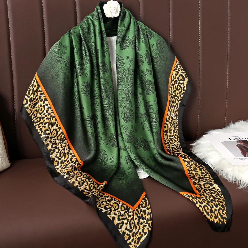 110cm Large Shawl Silk Square Scarf for Women Luxury Print Hijab Bandana Muslim Headband Wrap Beach Stoles Foulard Echarpe 2023
