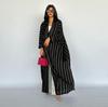 MQ161 Women's Zebra Striped Long Cardigan Abaya - Cross-Border Fashion for Europe & America