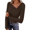 Women's Long-Sleeve Asymmetrical V-Neck Top