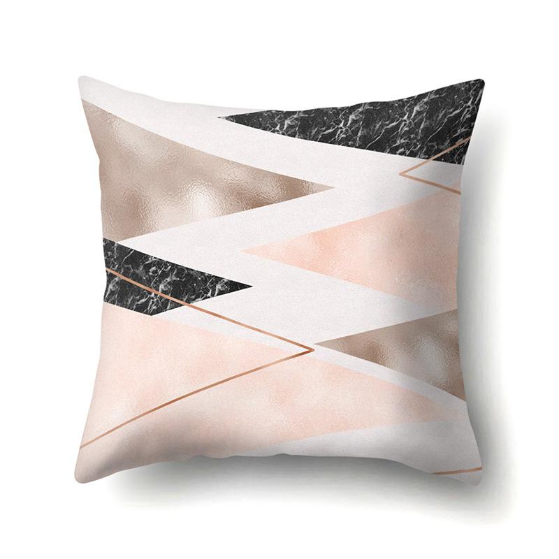 

Polyester Pillowcase Marble Nordic Ins Style Geometric Printed Peach Leather Velvet Living Room Sofa Pillowcase No pillow core