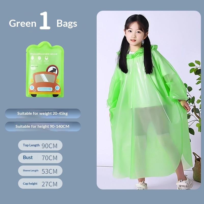 

Disposable Children s Raincoat Extended One-piece EVA Raincoat Long Rain Poncho one size зелений