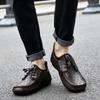 Summer Slip-on Lofter Men's Leather Hole Shoes Men's Driving Casual Leather Shoes Breathable Peas Board Shoes Fashion