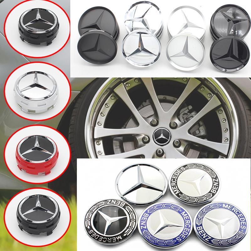 OLV5 4Pcs 60mm 75mm Car Wheel Center Hub For Mercedes Benz AMG class W205 W203 GLC GLK W206 W220 A180 W211 Cap Rim Cover Accessories