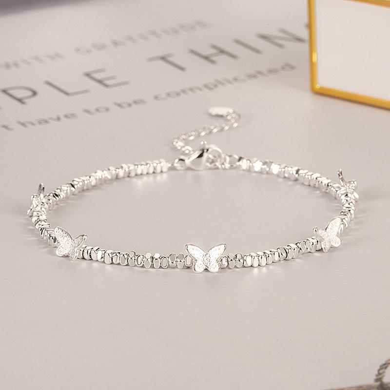 

VENTFILLE 925 Sterling Silver Butterfly Bracelet for Girl Bead String Design Insect Fashion Versatile Jewelry Gift Dropshipping