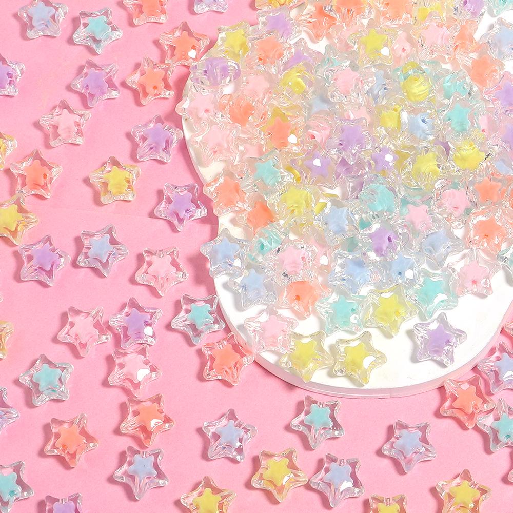 Pack of 50 Colorful Acrylic Star Beads for DIY Bracelets & Phone Chains