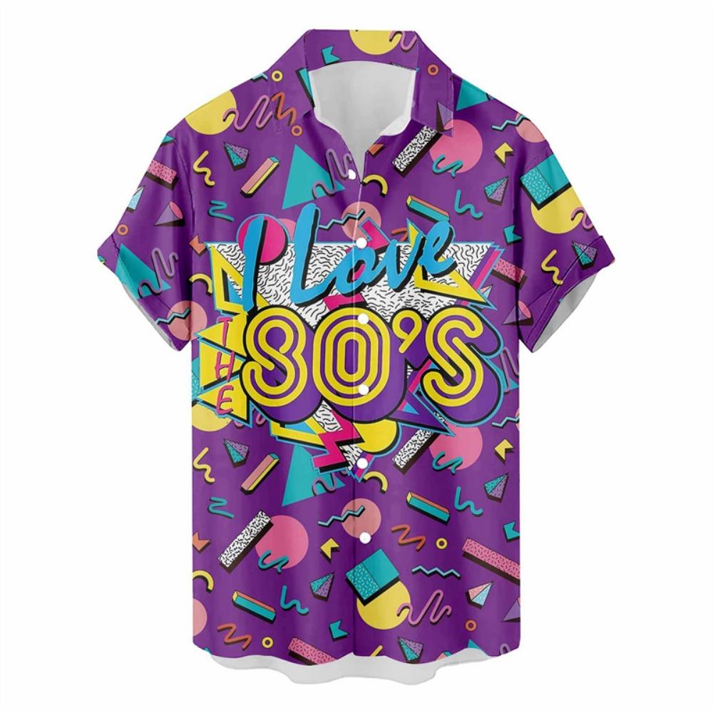 

Retro 80s 90s Hawaiian Shirts Men Clothing 3D Printed Short Sleeves Tops Cool Outdoor Lapel Blouse Y2k Summer Button Shirt XL