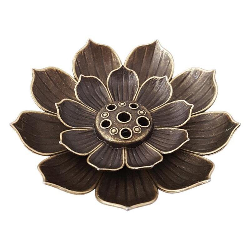 1pc Portable Alloy Incense Stick Holder with Lotus Design, Zen Meditation Incense Burner for Home Decor (Without Incense)