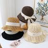 New Simple Version Knitted Hat Basin Hat Bucket Hat Adult Women's Hat Spring and Autumn Sunshade Sunscreen Hat Hollow Lace-up