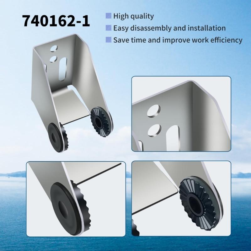 Transom Transducer Mounting Bracket with Round Holes and Long Adjustment Slot, Silver-Tone Metal Hardware Kit for XNT 9 20, XNT 19 20 T, XNN 14 20 T