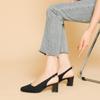Slingback Heels for Women Square Toe Comfortable Knitted Work Walking Office Chunky Heels Pumps Women's Non-Slip Low Block Heel Wedding Dressy Shoes