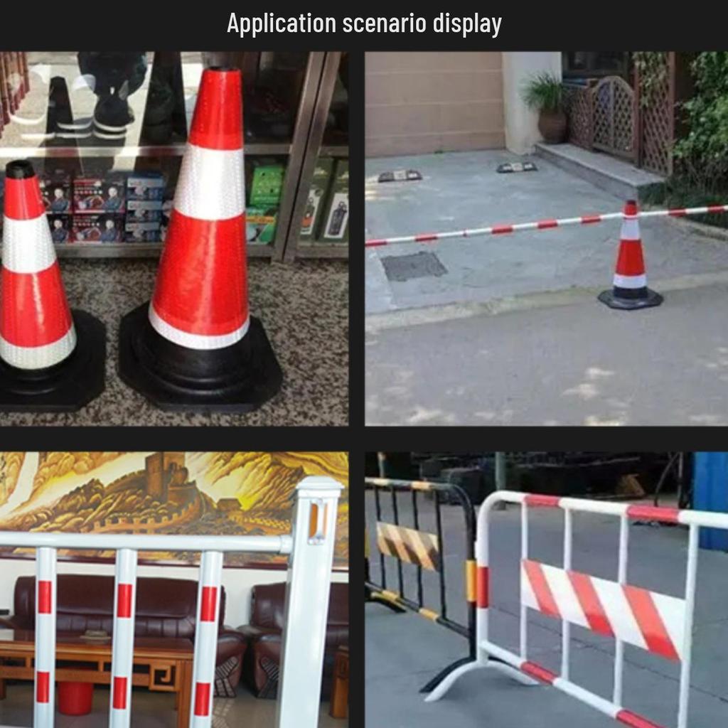 Red and White Diagonal Reflective Warning Tape Sticker