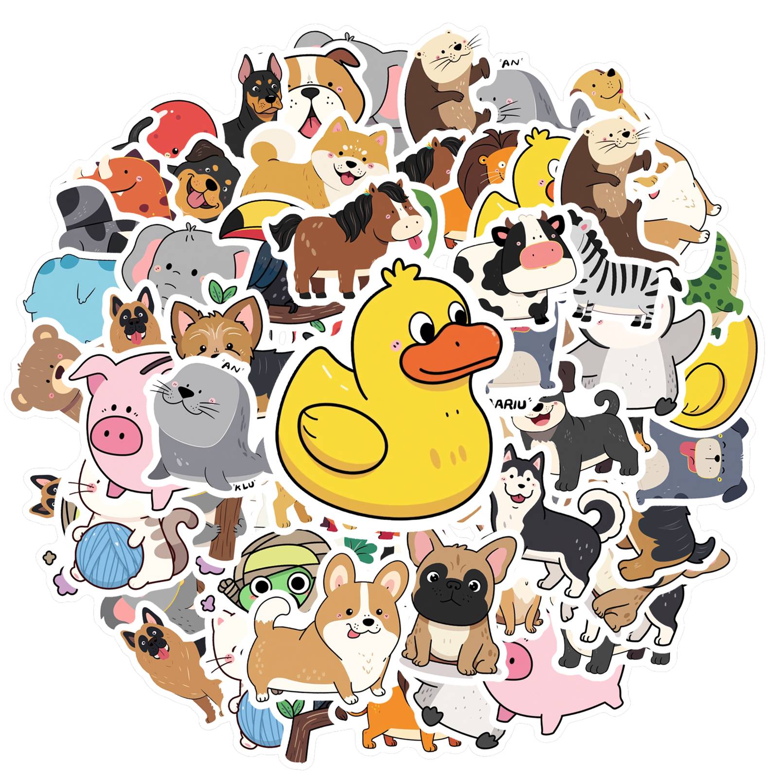 

35pcs Playful Animals Stickers Cartoon Pets Stationery Stickers Stickers For Laptop Motorcycle Luggage Phone DIY Phone