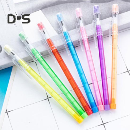 10 Pcs Translucent Pencil Non-Sharpening Stackable Pencils Multipoint Pop Up Plastic Pencil with Erasers for School Office Drawing