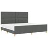 Bed Frame with Headboard Dark Grey 200 X 200 Cm Fabric