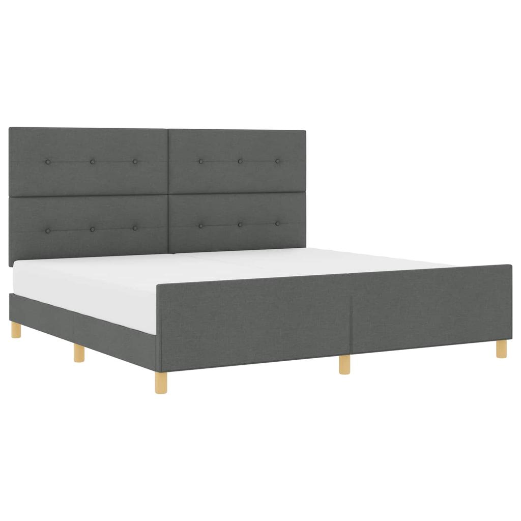 Bed Frame with Headboard Dark Grey 200 X 200 Cm Fabric