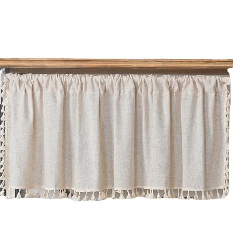 Nordic Style Short Curtains for kitchen Solid Cotton Linen Curtain Wine Cabinet Door Window Small Curtains Wardrobe Curtain